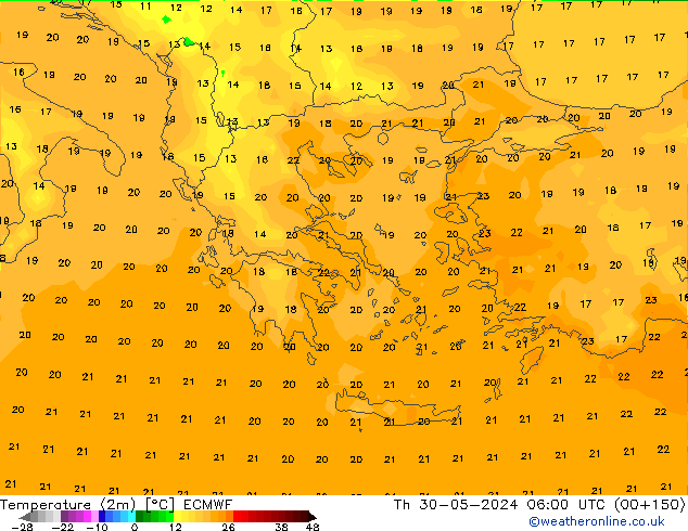 карта температуры ECMWF чт 30.05.2024 06 UTC