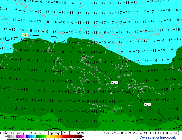 Height/Temp. 500 hPa ECMWF Sa 25.05.2024 00 UTC