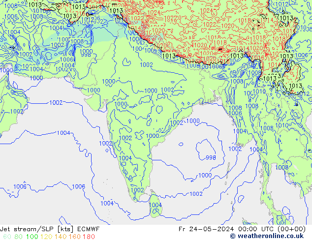 Jet stream/SLP ECMWF Fr 24.05.2024 00 UTC