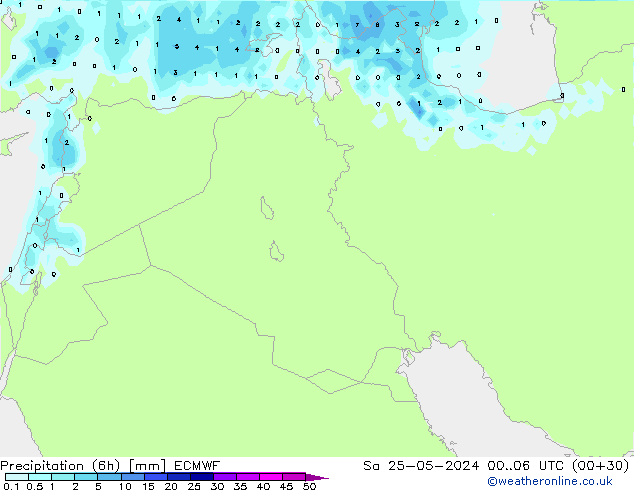 Precipitação (6h) ECMWF Sáb 25.05.2024 06 UTC