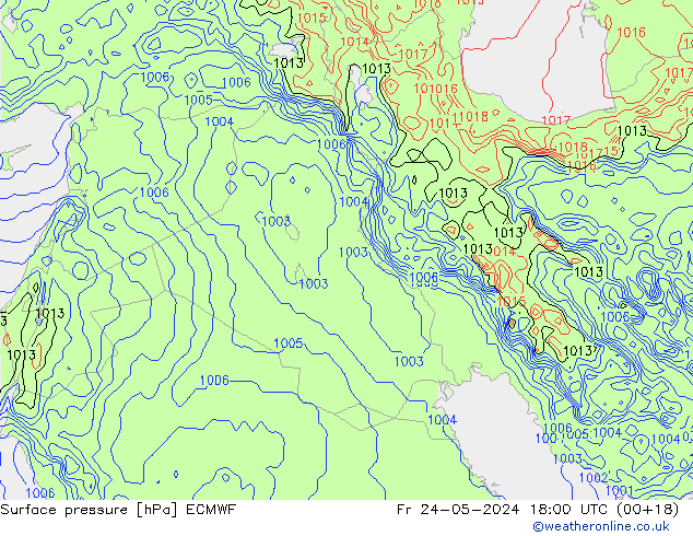 Luchtdruk (Grond) ECMWF vr 24.05.2024 18 UTC