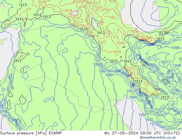 Surface pressure ECMWF Mo 27.05.2024 00 UTC