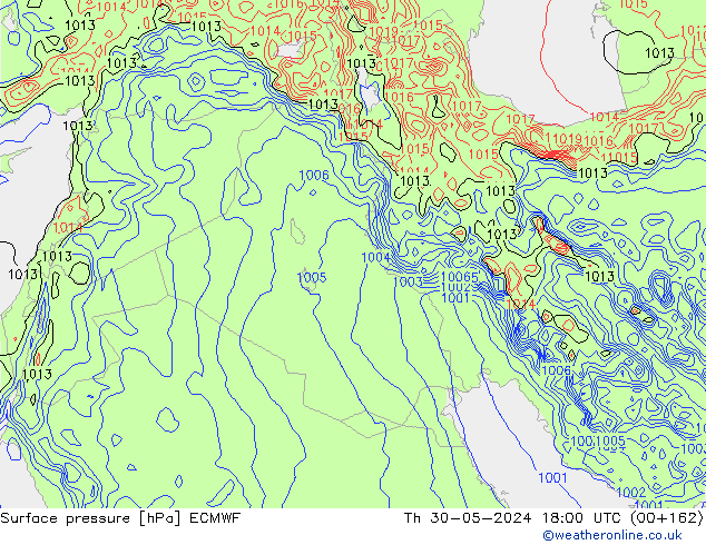 Surface pressure ECMWF Th 30.05.2024 18 UTC