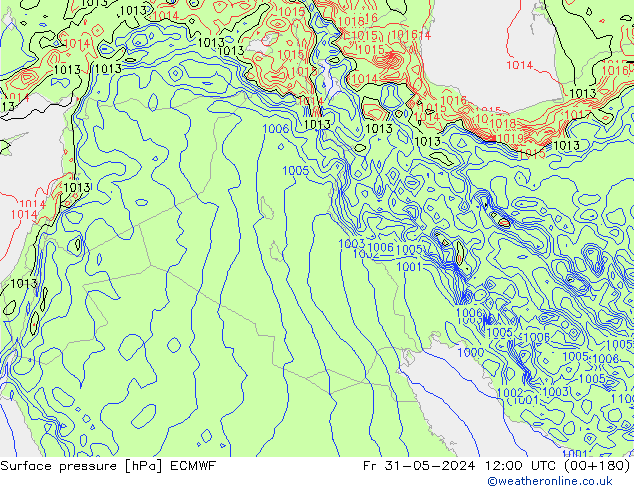 Surface pressure ECMWF Fr 31.05.2024 12 UTC