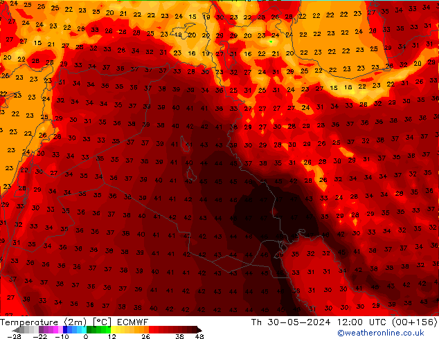 карта температуры ECMWF чт 30.05.2024 12 UTC