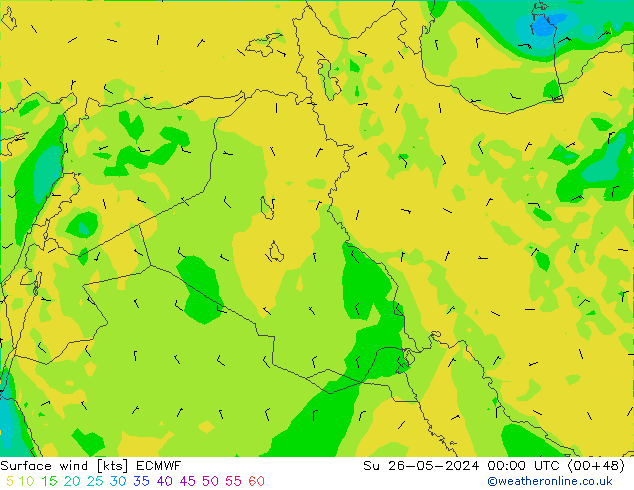 Vento 10 m ECMWF Dom 26.05.2024 00 UTC