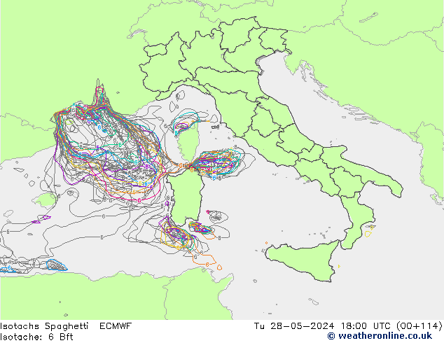 Isotachs Spaghetti ECMWF  28.05.2024 18 UTC