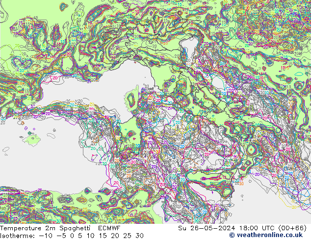 карта температуры Spaghetti ECMWF Вс 26.05.2024 18 UTC