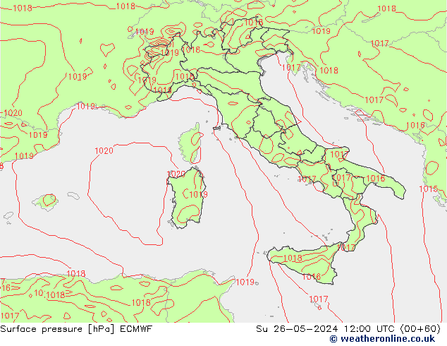 pressão do solo ECMWF Dom 26.05.2024 12 UTC