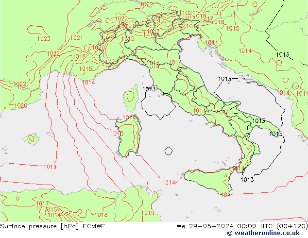 Surface pressure ECMWF We 29.05.2024 00 UTC