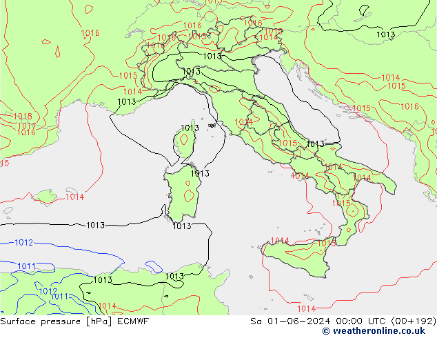 приземное давление ECMWF сб 01.06.2024 00 UTC