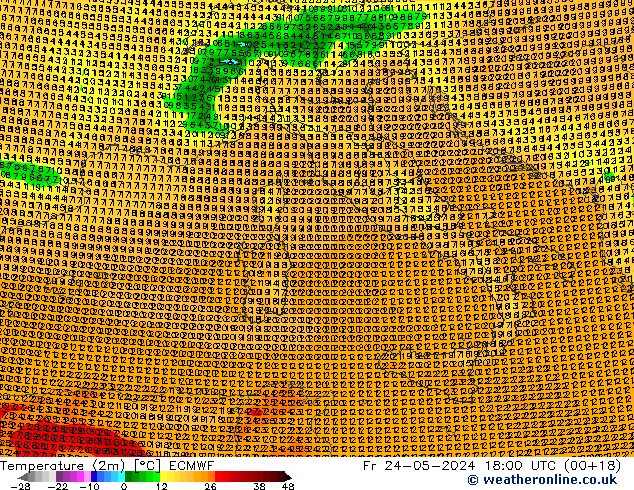 карта температуры ECMWF пт 24.05.2024 18 UTC