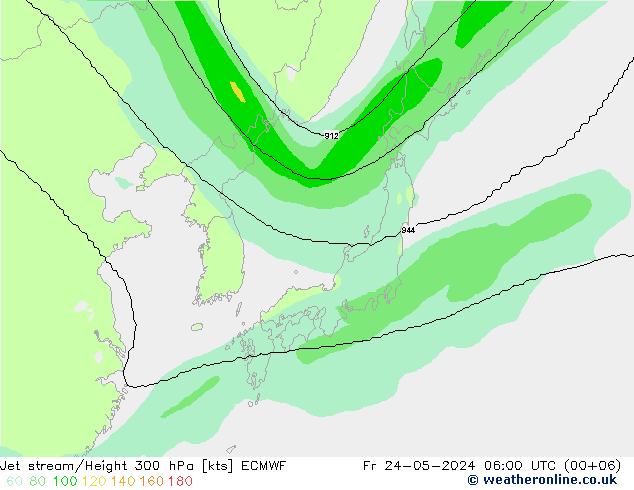 Jet stream/Height 300 hPa ECMWF Fr 24.05.2024 06 UTC