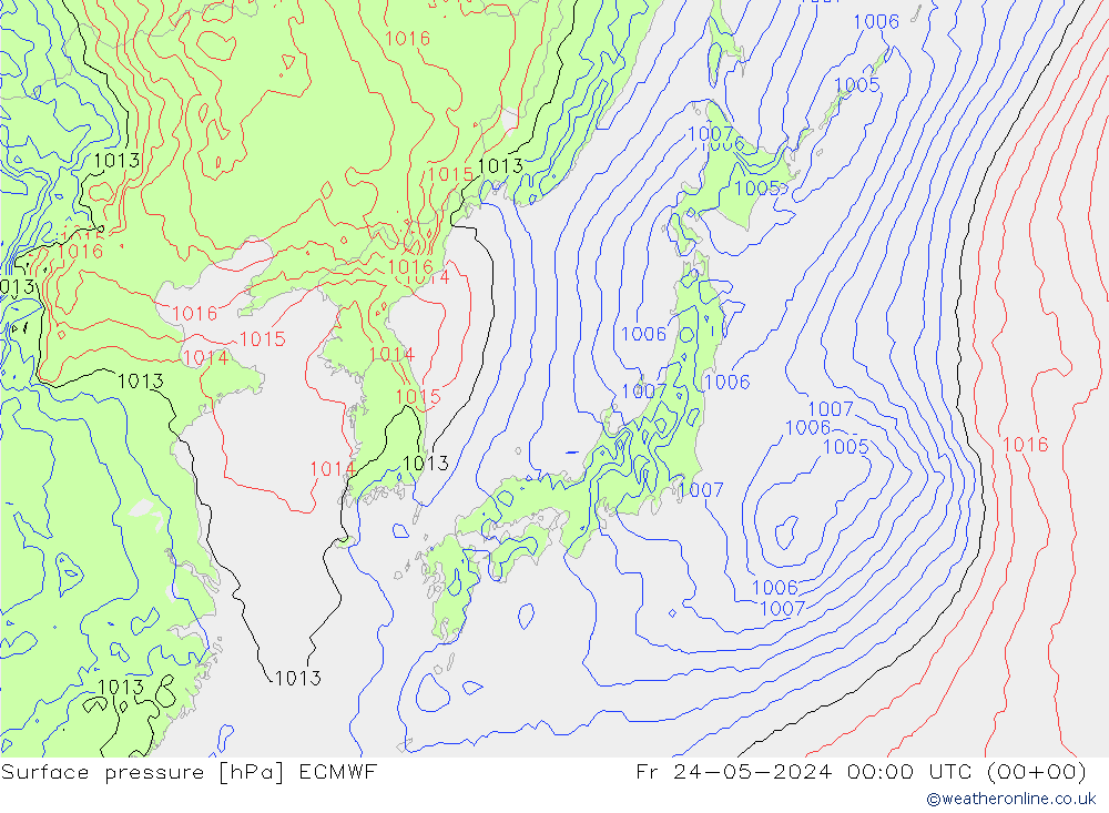 Atmosférický tlak ECMWF Pá 24.05.2024 00 UTC