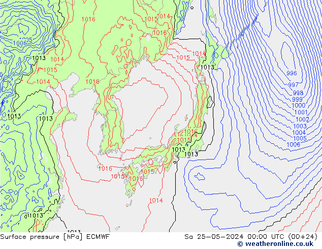 Surface pressure ECMWF Sa 25.05.2024 00 UTC