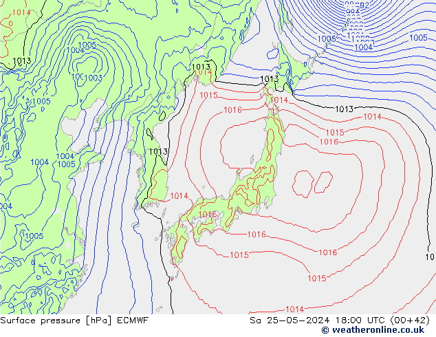 Surface pressure ECMWF Sa 25.05.2024 18 UTC