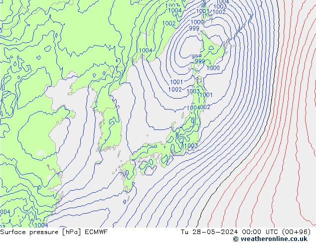 Luchtdruk (Grond) ECMWF di 28.05.2024 00 UTC