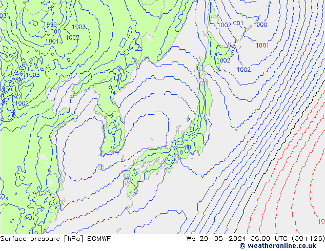 Surface pressure ECMWF We 29.05.2024 06 UTC