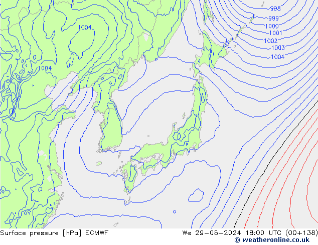 ciśnienie ECMWF śro. 29.05.2024 18 UTC