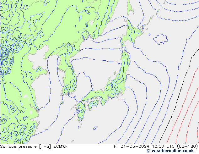 Presión superficial ECMWF vie 31.05.2024 12 UTC