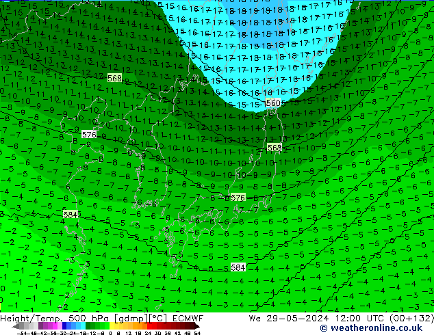 Height/Temp. 500 гПа ECMWF ср 29.05.2024 12 UTC