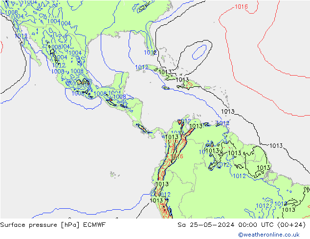 Bodendruck ECMWF Sa 25.05.2024 00 UTC