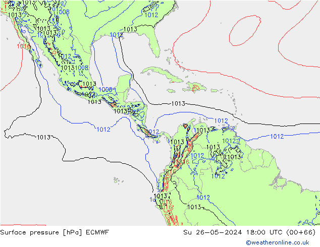 pressão do solo ECMWF Dom 26.05.2024 18 UTC