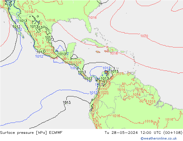 Atmosférický tlak ECMWF Út 28.05.2024 12 UTC