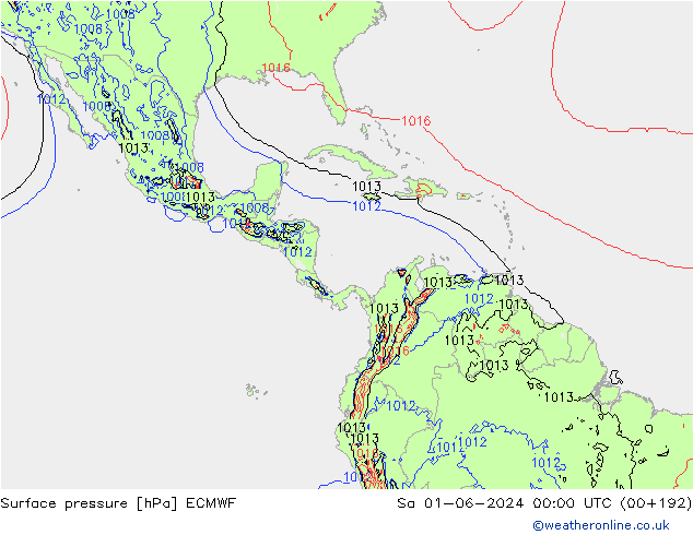 Presión superficial ECMWF sáb 01.06.2024 00 UTC