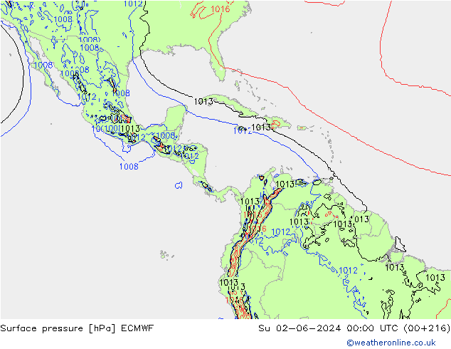 Surface pressure ECMWF Su 02.06.2024 00 UTC