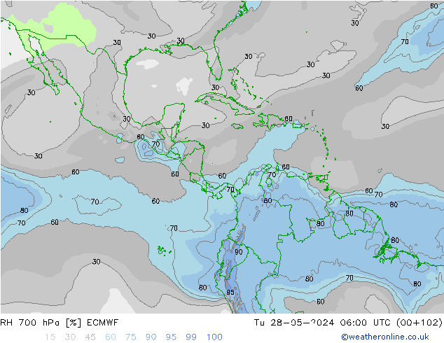 RH 700 hPa ECMWF  28.05.2024 06 UTC