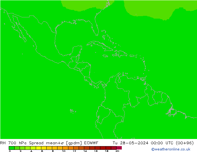 RH 700 hPa Spread ECMWF Ter 28.05.2024 00 UTC