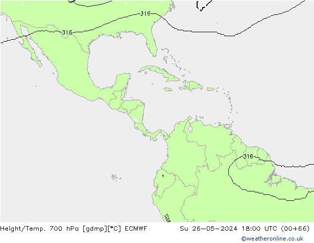 Height/Temp. 700 hPa ECMWF Su 26.05.2024 18 UTC