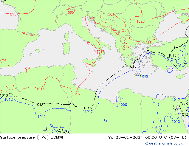 Surface pressure ECMWF Su 26.05.2024 00 UTC