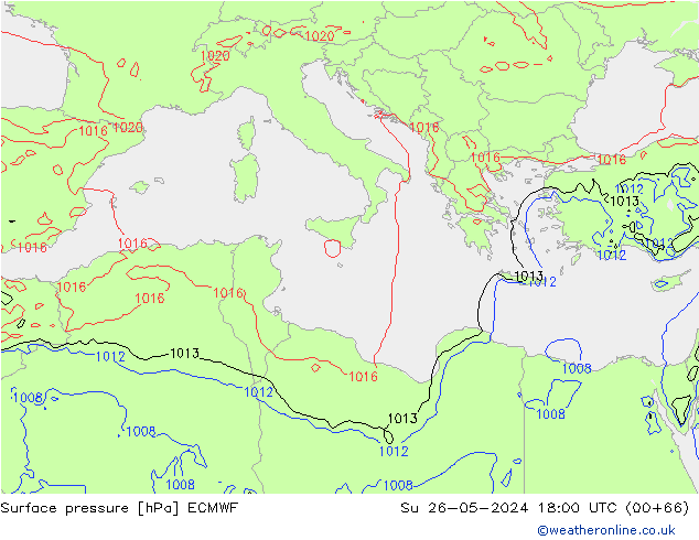 Yer basıncı ECMWF Paz 26.05.2024 18 UTC