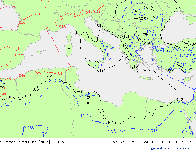 Surface pressure ECMWF We 29.05.2024 12 UTC