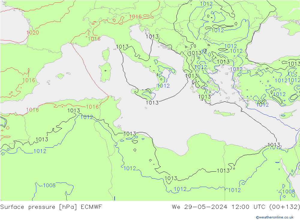 Luchtdruk (Grond) ECMWF wo 29.05.2024 12 UTC