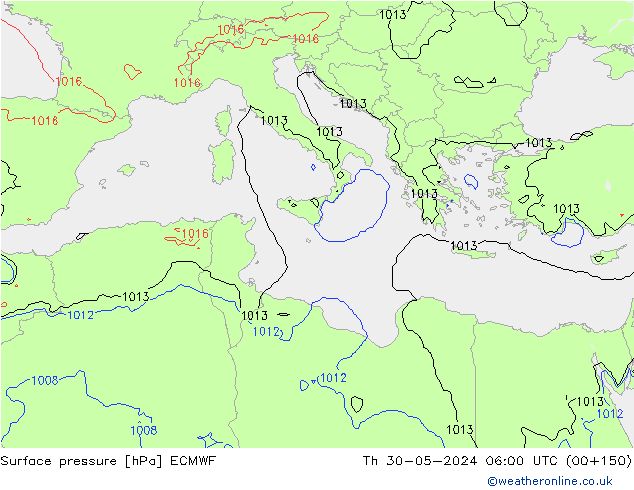 Atmosférický tlak ECMWF Čt 30.05.2024 06 UTC