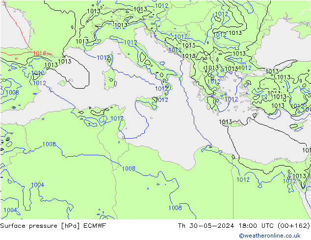 Surface pressure ECMWF Th 30.05.2024 18 UTC