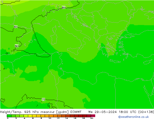 Height/Temp. 925 hPa ECMWF St 29.05.2024 18 UTC