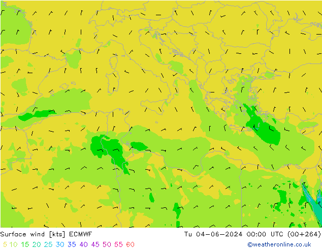 Surface wind ECMWF Tu 04.06.2024 00 UTC