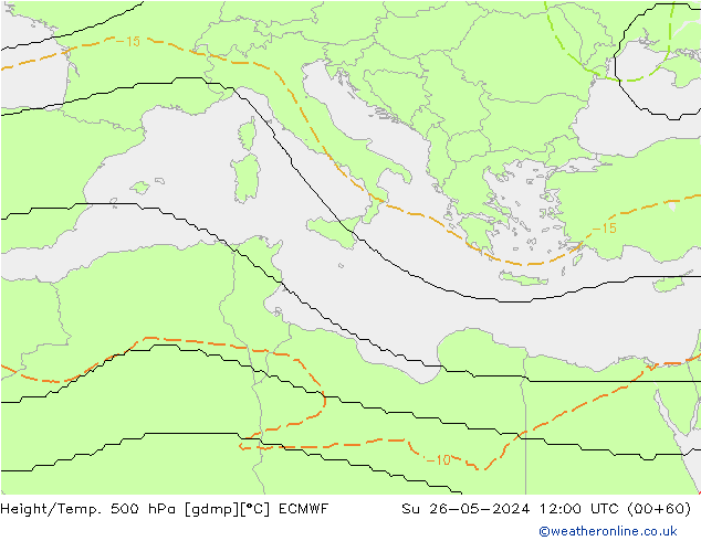 Height/Temp. 500 hPa ECMWF Su 26.05.2024 12 UTC