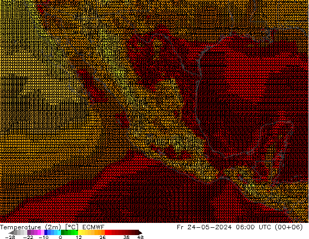 Temperatura (2m) ECMWF vie 24.05.2024 06 UTC