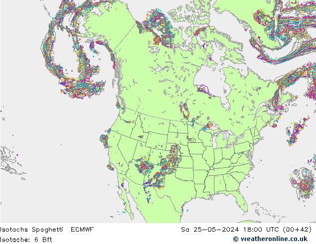 Isotachen Spaghetti ECMWF Sa 25.05.2024 18 UTC