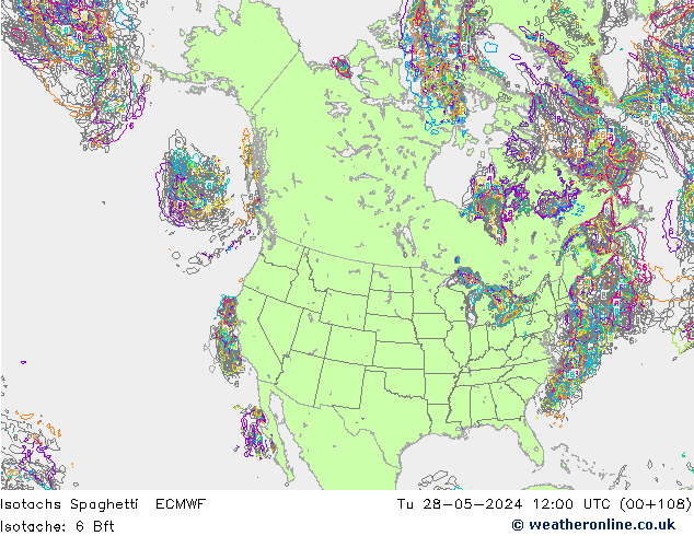 Eşrüzgar Hızları Spaghetti ECMWF Sa 28.05.2024 12 UTC