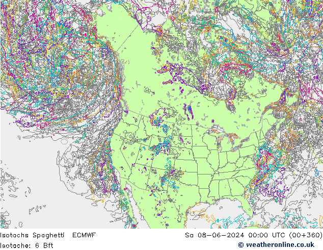 Isotachs Spaghetti ECMWF So 08.06.2024 00 UTC