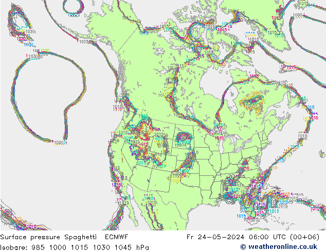 Surface pressure Spaghetti ECMWF Fr 24.05.2024 06 UTC
