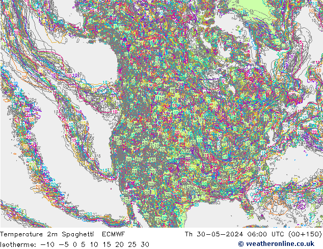 température 2m Spaghetti ECMWF jeu 30.05.2024 06 UTC