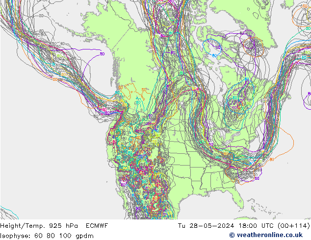 Yükseklik/Sıc. 925 hPa ECMWF Sa 28.05.2024 18 UTC