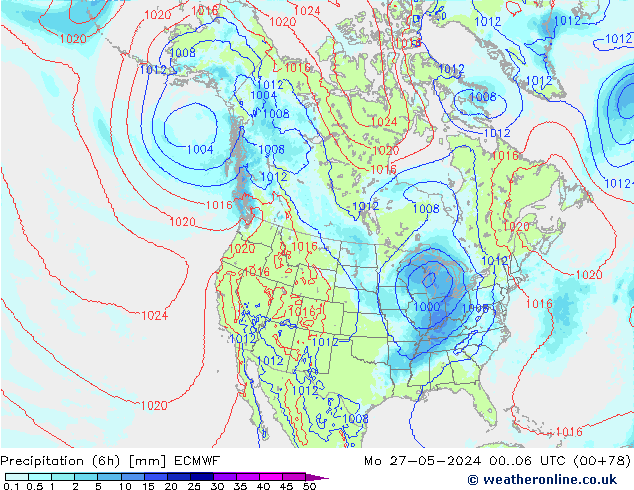 Yağış (6h) ECMWF Pzt 27.05.2024 06 UTC